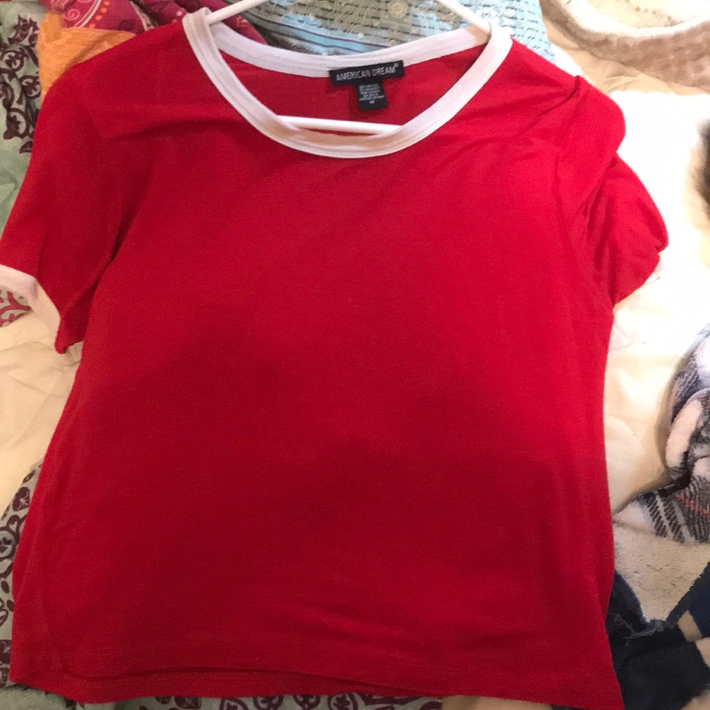 red and white t-shirt